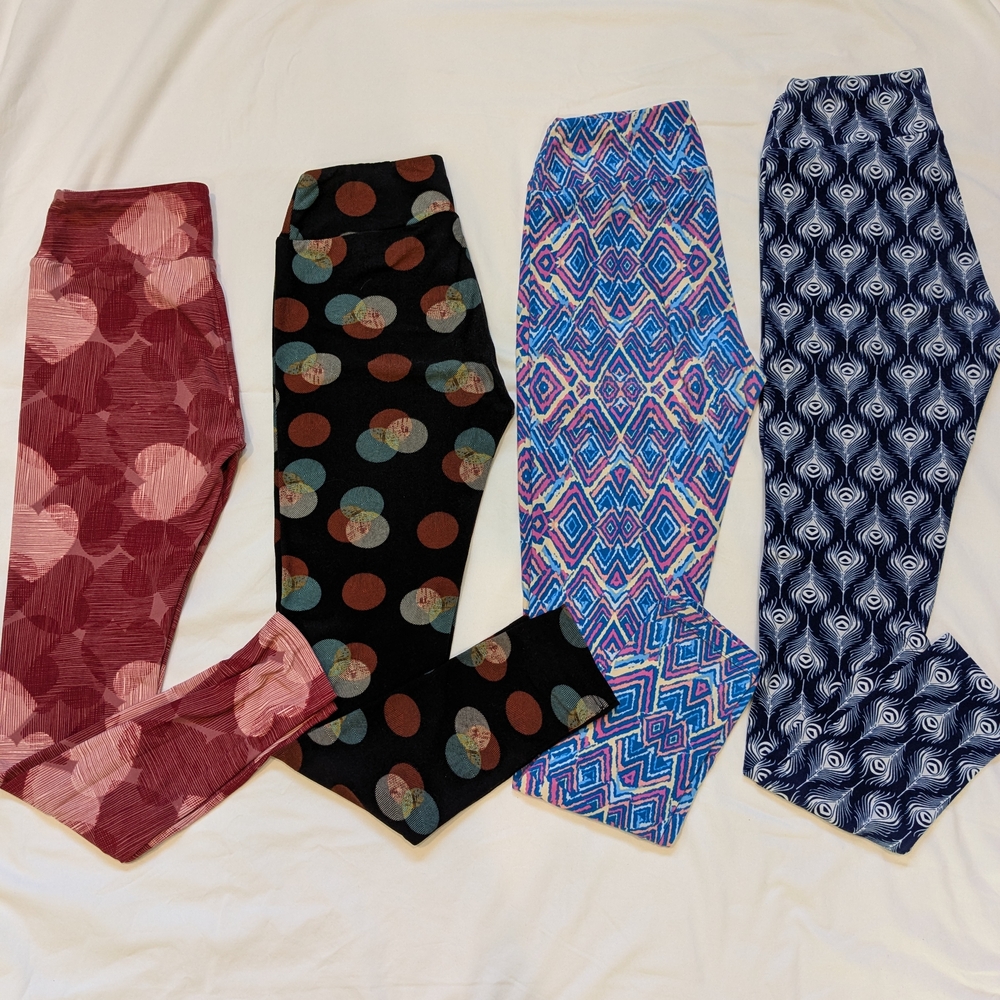 LuLaRoe Kids Leggings Set - Maroon, Black, Blue Patterns